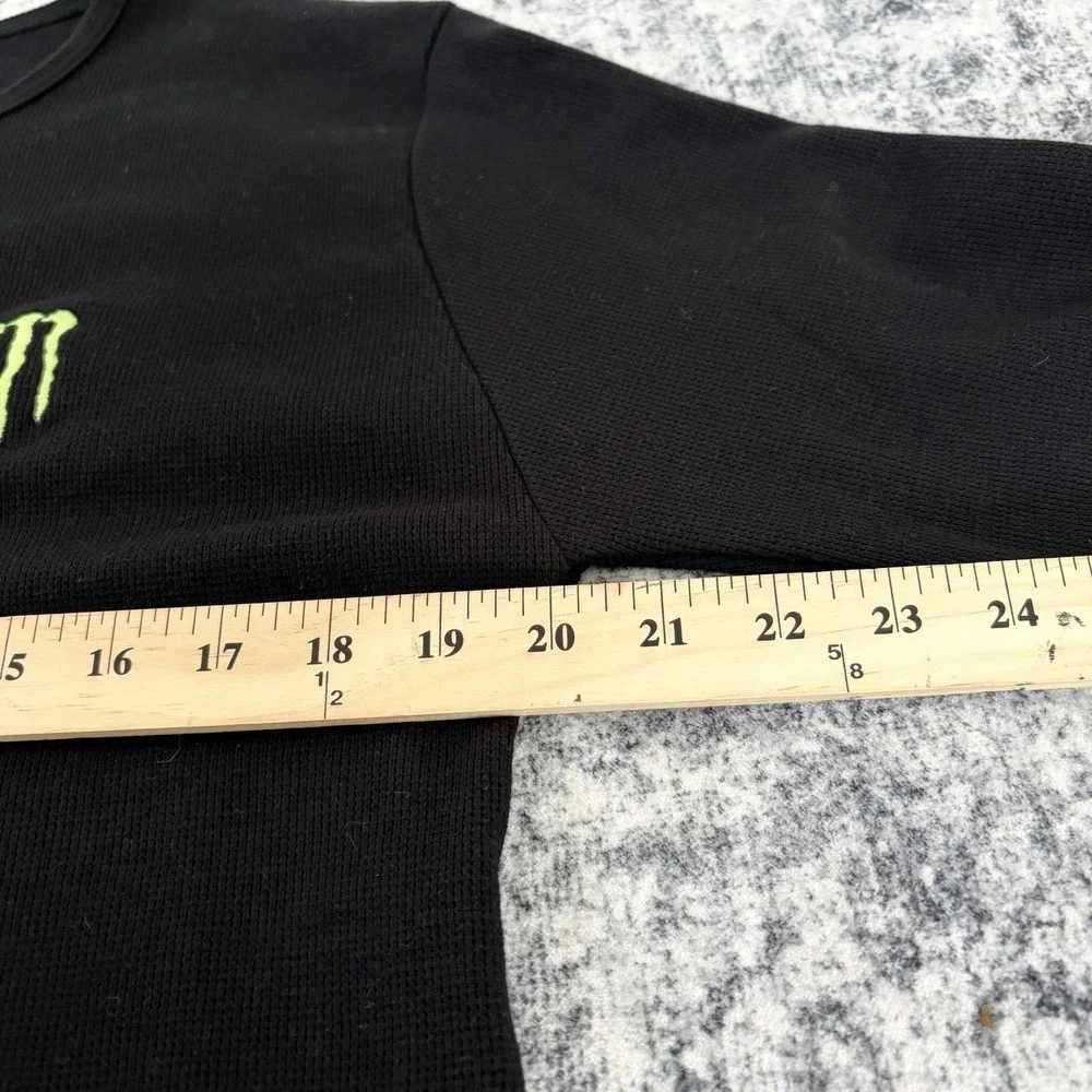 Monster Energy Waffle Knit Thermal Shirt Mens XL Black Long Sleeve Embroidered - Picture 6 of 7